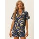 thumbnail image 3 of Conjunto de Camisa y Pantalones Cortos Hawaianos Allegra K 2023 Summer Beach Trip Button Down Azul Marino M, 3 of 4