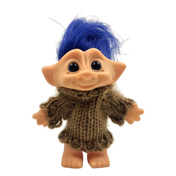 Langgg 4 Inch Vintage Tiny Troll Dolls Colored stuffed boys russ girls Hair russ girls Figures Toys Blue Hair