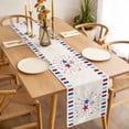 thumbnail image 3 of Independence Day Table Runner 70 Inches Long Farmhouse Dress Scarves, 4th of July Red Blue Striped Stars Beige Dining Tablerunner for Coffee Table/Kitchen Island/Party Décor, 13" x 70", 3 of 8