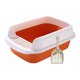 thumbnail image 3 of Caja de arena para gatos, inodoro, fácil de limpiar, extraíble, a prueba de salpicaduras, grande, duradera, semicerrada, caja de arena, contenedor Naranja Medio Fernando Bandeja de arena para gatos, 3 of 8