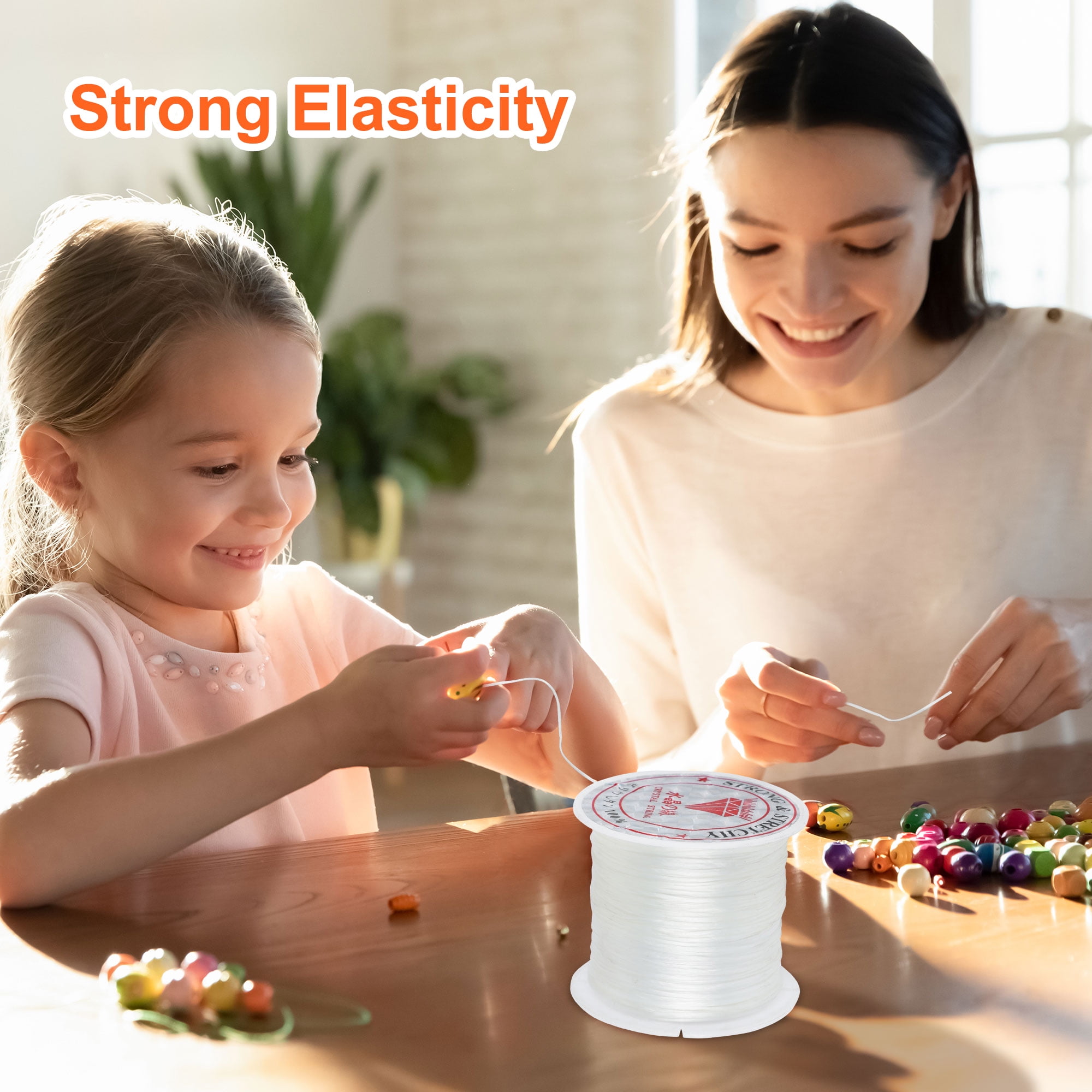 Unique Bargains Jewelry Bracelet Stretchy Elastic Thread Beading String Cord White 10 M