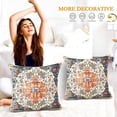 thumbnail image 5 of Boho Pillow Covers 18x18 Inch Set of 2 Blue Orange Throw Pillows Vintage Ethnic Bohemian Coral Floral Print Decorative Pillowcase Farmhouse Linen Cushion Cover for Home Sofa Bedroom, 5 of 6