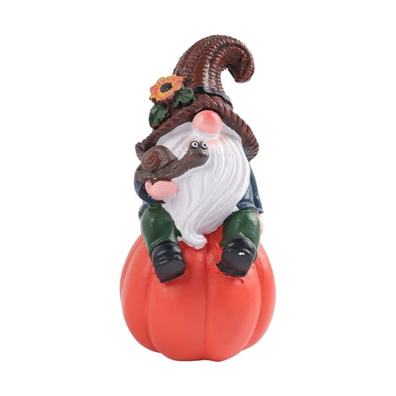 Resin Crafted Pumpkin Dwarf Statue Garden Gnome Decor Indoor Outdoor Tabletop Figurine For Home Thanksgiving Decoration 6.3In Tall Cute Figurine Sculpture Festive Ornament