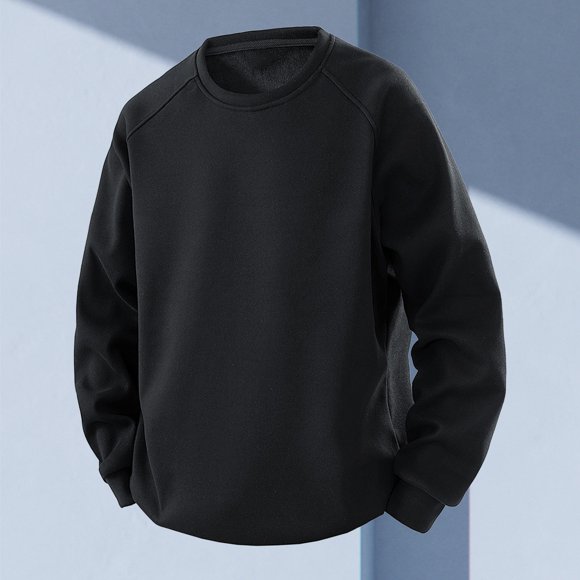 pstuiky Camisas para hombre de manga larga, Blusa/camiseta informal de cuello redondo de color liso para hombre Tops de hombre xxl