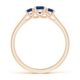 thumbnail image 2 of ANGARA Natural Classic Round Sapphire Three Stone Ring in 14K Rose Gold for Women (Size-4mm) | September Birthstone, Birthday, Anniversary, Jewelry Gift for Women | Natural Blue Sapphire Ring, 2 of 8