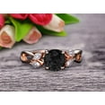 thumbnail image 2 of Surprisingly 1.25 Carat 6mm Round Cut Gemstone Black Diamond Moissanite Engagement Ring On 10k Rose Gold Promise Ring for Bride Art Deco Anniversary Gift, 2 of 5