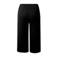 thumbnail image 4 of Girls Casual Solid Color Elastic Waist Capri Pants for Everyday Comfort with Pockets for Play, 14-15 Years, Black, 4 of 5