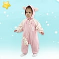 thumbnail image 4 of Rciityk 3PC Newborn Baby Girl Boy Fleece Romper Winter Clothes Cute Printed Crewneck Long Sleeve Button Bodysuit Outfits with Hat and Rabbit Doll, 4 of 7