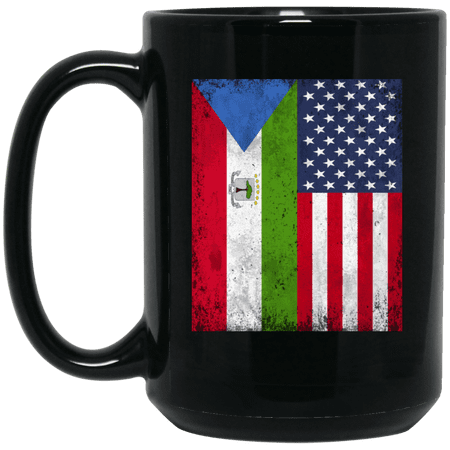 Equatorial Guinea USA Coffee Mug, Equatorial Guinean American Friendship 15oz Black Mug
