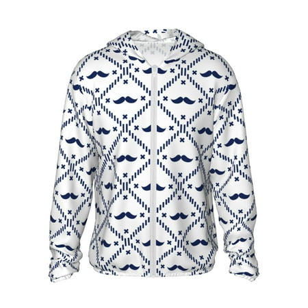 Sigee Hipster Mustache Print UPF50+ Men s Sun Protection Hoodie Shirt SPF UV Shirt Long Sleeve Fishing Outdoor Lightweight S-3XL