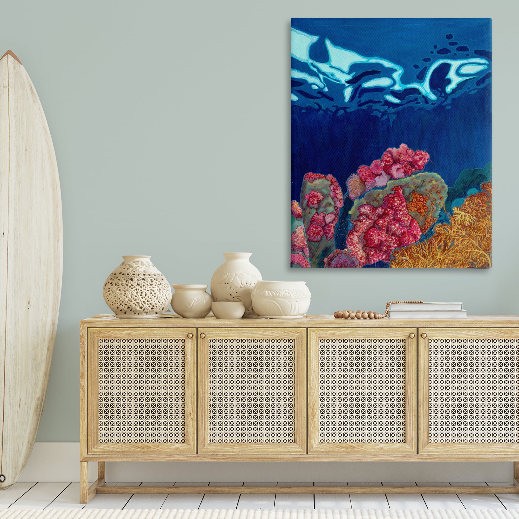 Stupell Industries Abstract Underwater Coral Nautical & Beach Painting Wrapped Canvas Art Print Wall Art, 36 x 48