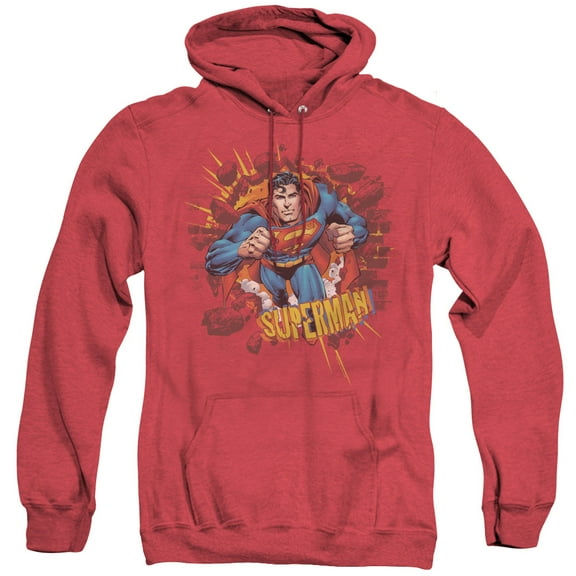 Superman Sorry About The Wall Adult Heather Hoodie Sweatshirt Red