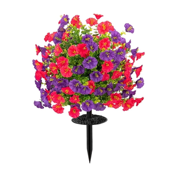 Artificial Morning Glory Ground Plant Faux Flower,Faux Orchid Style Potted Plant Lifelike Floral Decor for Home Office