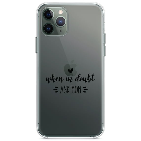 DistinctInk Clear Shockproof Hybrid Case for iPhone 12 / 12 PRO (6.1" Screen) - TPU Bumper Acrylic Back Tempered Glass Screen Protector - When in Doubt, ASK MOM