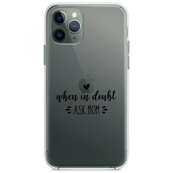 DistinctInk Clear Shockproof Hybrid Case for iPhone 12 / 12 PRO (6.1" Screen) - TPU Bumper Acrylic Back Tempered Glass Screen Protector - When in Doubt, ASK MOM