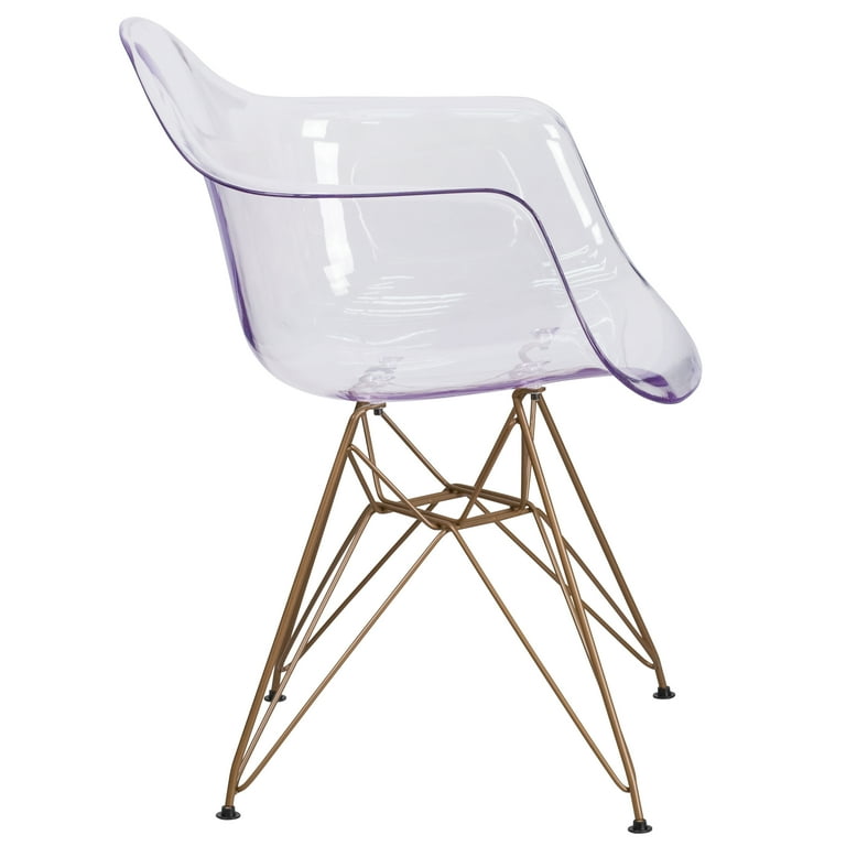 Flash furniture alonza series transparent outlet side chair with gold base