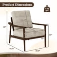 thumbnail image 3 of Gymax 2 PCS Modern Accent Chair Upholstered Leisure Armchair w/ Rubber Wood Armrests & Legs Grey & Dark Brown, 3 of 10