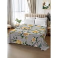 thumbnail image 2 of Yellow Rose Twim Size Flat Sheet, Wrinkleproof & Fadeproof Cooling Flat Bed Sheet Only, Vintage Country Botanical Floral Vines Breathable Soft Bedding Top Sheets 66 x 96 Inches, 2 of 8