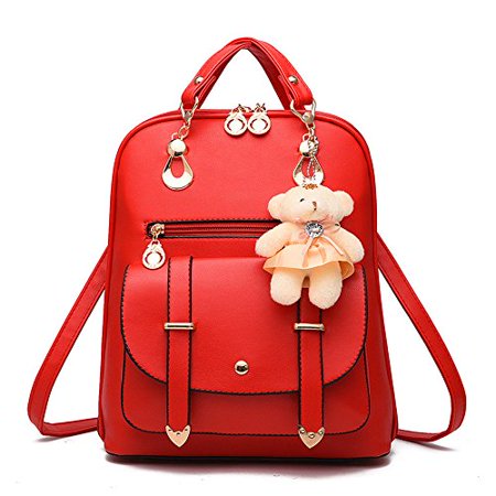 Brand Laptop Soft Leather Backpack Purse Sotica Small School Mini Backpacks Black For Womens Girls Red Walmart Com Walmart Com