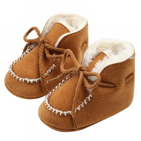 

SYNPOS Newborn Baby Girls Cotton Soft Sole Winter Warm Snow Boots Infant Toddler Mid Calf Snow Boots 0-12 Months