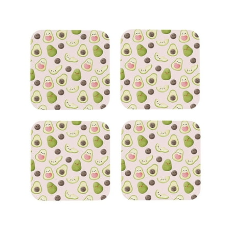 

Drink Coasters Set of 4 Cute Love Avocado Leather Coasters for Coffee Table Protector Heat Resistant Cute Coasters for Home Decor Housewarming Gifts Bar Kitchen 4 Inch Square