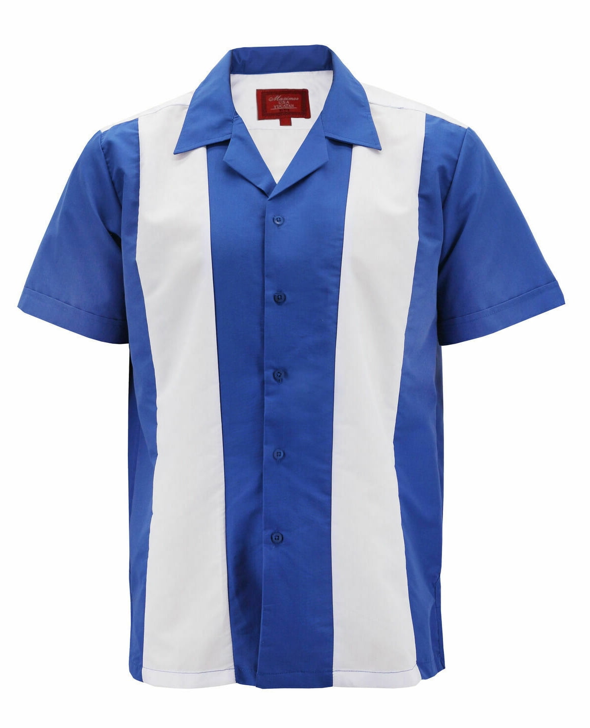 Maximos - Men's Two Tone Bowling Casual Dress Shirt (White/Royal Blue ...