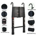 thumbnail image 3 of 10.5ft Telescoping Ladder Lightweight Portable Aluminum Folding Extension Ladder with 2 Detachable Hooks Safety Locking Mechanism Anti-Slip Rubber Feet 330lb Load EN131, 3 of 9