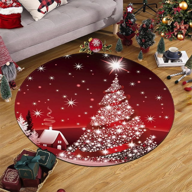 Bowayaoa Christmas Rug, Soft Polyester Decorative Floor Mat for Living Room, Entryway, Kitchen, Bedroom, Festive Indoor Doormat, Holiday Home Decor