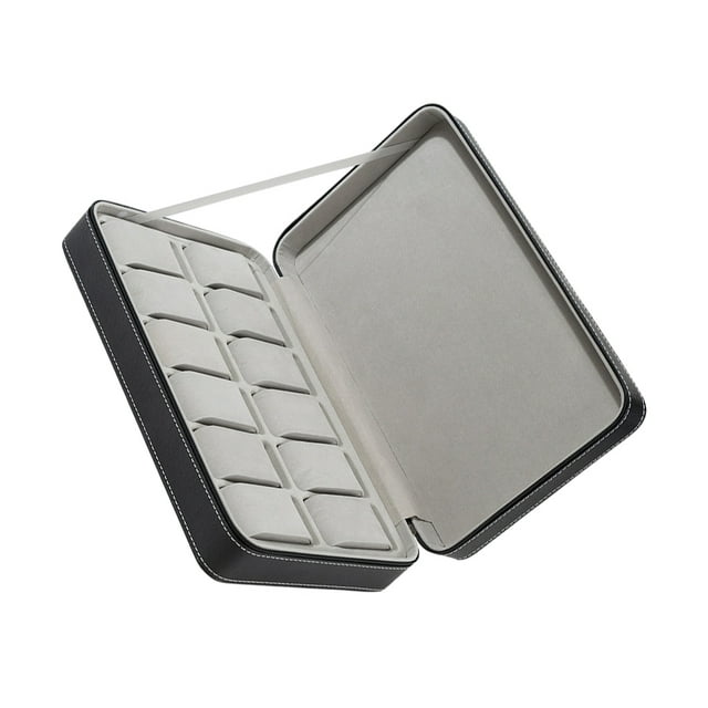 freestylehome Watch Box With Multiple Size Compartments For Watch Collectors Dustproof Earring Holder balck 12 slots 1Set