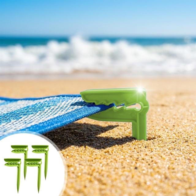 shyuyusa 4pcs Beach Mat Fixed Clips, Windproof Towel Blanket Anti-slip Fasteners