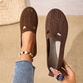 thumbnail image 5 of Miluxas Knit Flats for Women Round Toe Casual Flat Shoes Soft Comfort Lightweight Walking office Mary Jane Shoes Brown 5.5(36), 5 of 7