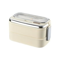 HBBKVI Bento Box Stainless Steel Double Layer Lunch Box Can Be Put Into The Microwave to Keep Warm Multi Layer Compartment Lunch Box 28.7oz Leak-Proof Bento Box