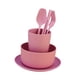 thumbnail image 5 of Juego de vajilla de paja reutilizable de 6 piezas, juego de utensilios, platos, vasos, tenedores y cubiertos, juego de vajilla para niños para Rosa, 5 of 8