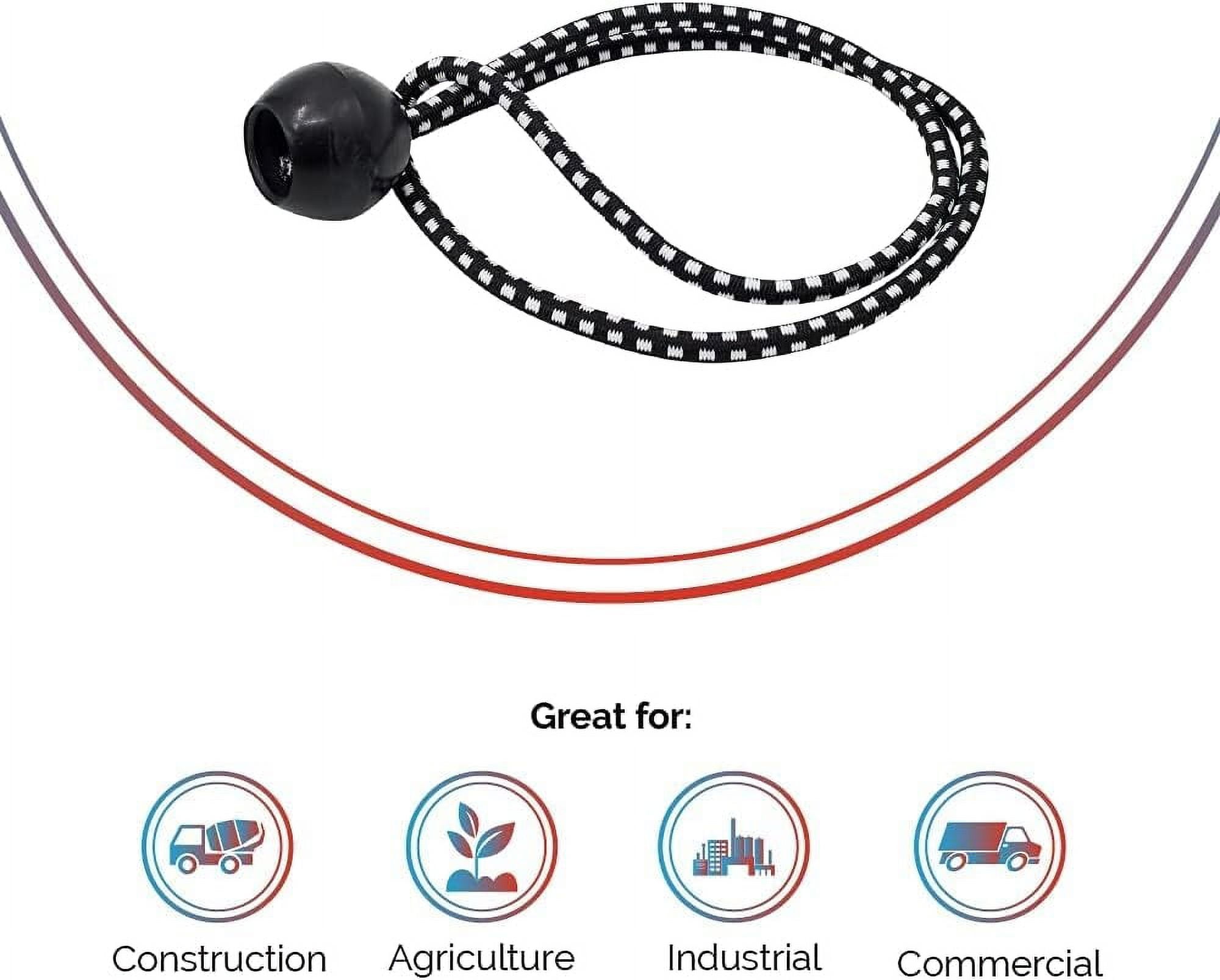 Tarps Now 9 Inches Tarp Bungee Ball Cords with Elastic String - Universal Bungee Cords Tarp Ties for Tarpaulin, Canopy, Straps, Tent, Poles, and Wires - Set of 100