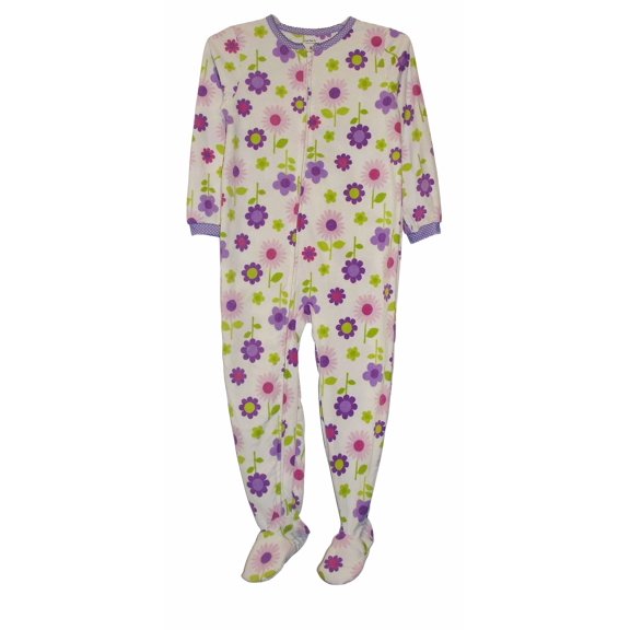 Carter's Girl's Fleece Purple and Pink Floral Footed Pajama Sleeper, Size 4