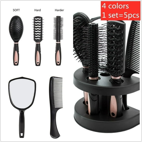 Keyohome 5Pcs Hair Comb Set Hair Styling Tools Hairdressing Combs Set Mirror Professional Salon Products Brush-Pink