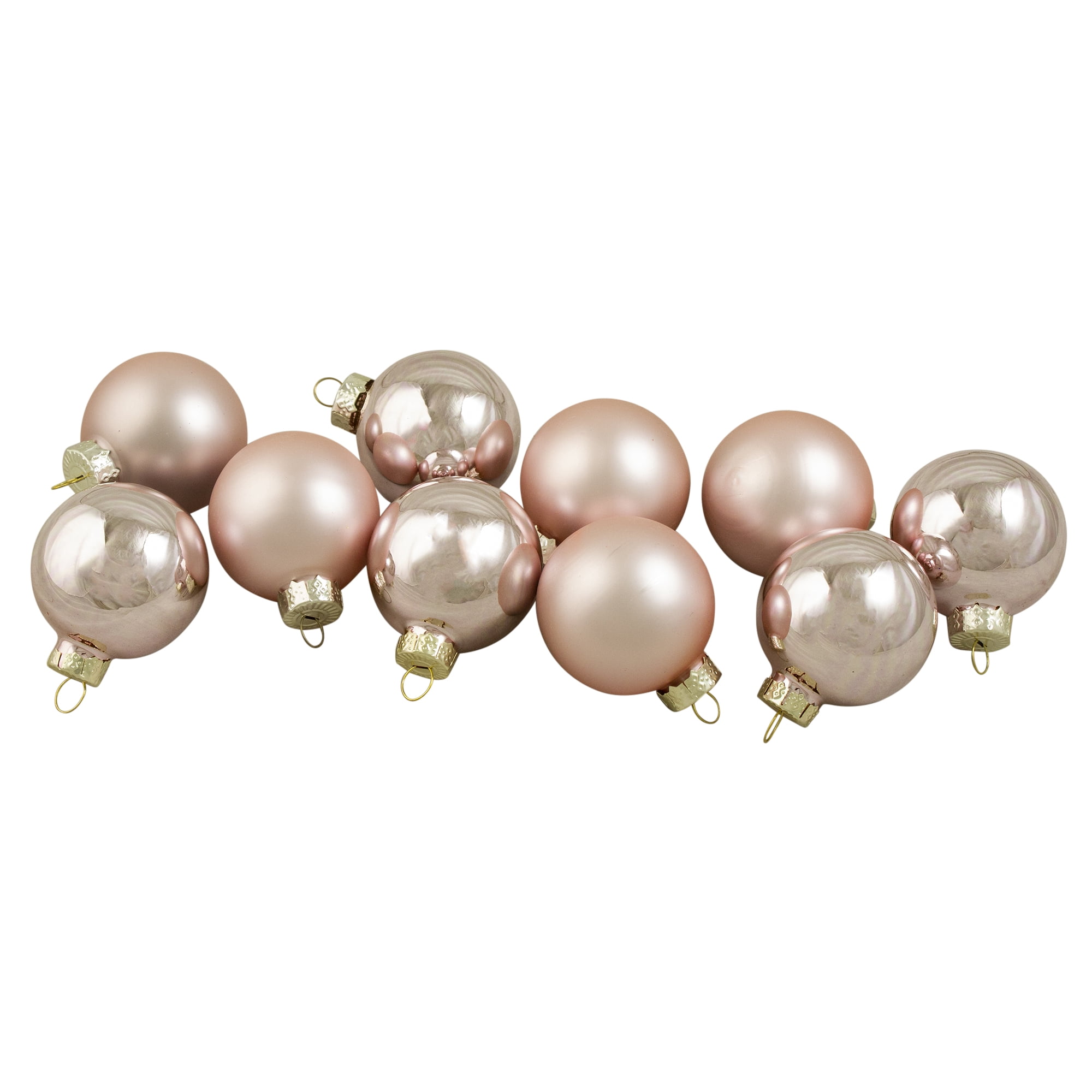 10ct Baby Pink Glass 2Finish Christmas Ball Ornaments 1.75" (45mm