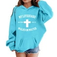 thumbnail image 3 of WOYY Little Girls Loose Hoodie Jesus Letter Hooded Sweatshirt Pullover Top, Sizes 6-7, 3 of 3
