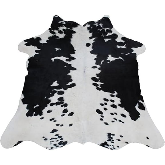 Small Black and White Cowhide Rug - Luxurious Salt & Pepper Design for Elegant Home Decor, Perfect for Living Room or Bedroom Accents
