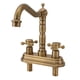 thumbnail image 5 of Grifo de lavabo antiguo G1/2 de 2 manijas, mezclador de agua fría y caliente de cobre para cocina y baño, dorado, tipo 2, 5 of 14