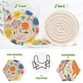 thumbnail image 4 of Haosy Set of 6 Drink Woven Coaster with Holder Heat Resistant Non-Slip Bar Coasters 4 Inches Hand Drawn Sun, 4 of 7
