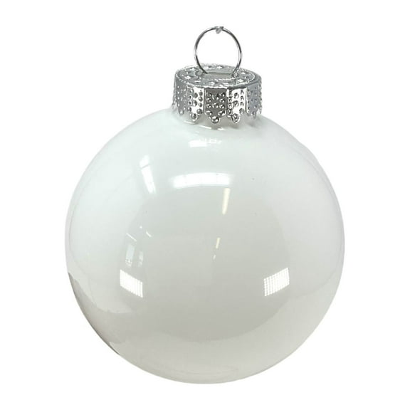 2.75 Inch White Shiny Glass Ball Christmas Tree Ornaments Set of 6