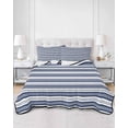 thumbnail image 3 of Navy Blue Striped Twin XL Size Down Alternative Comforter, Lightweight Comforter Quilt Bedding Set with Pillow Shams Farmhouse Striped Geometric Art All Seasons Bed Comforter Duvet Insert 68"x98", 3 of 7