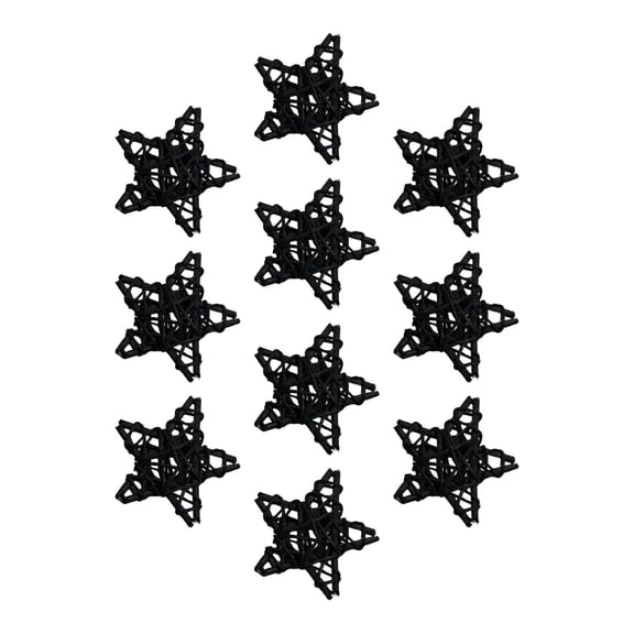 Milageto 10Pcs Christmas Star Pendants Reusable Decor Hanging Xmas Pentagram for New Year black