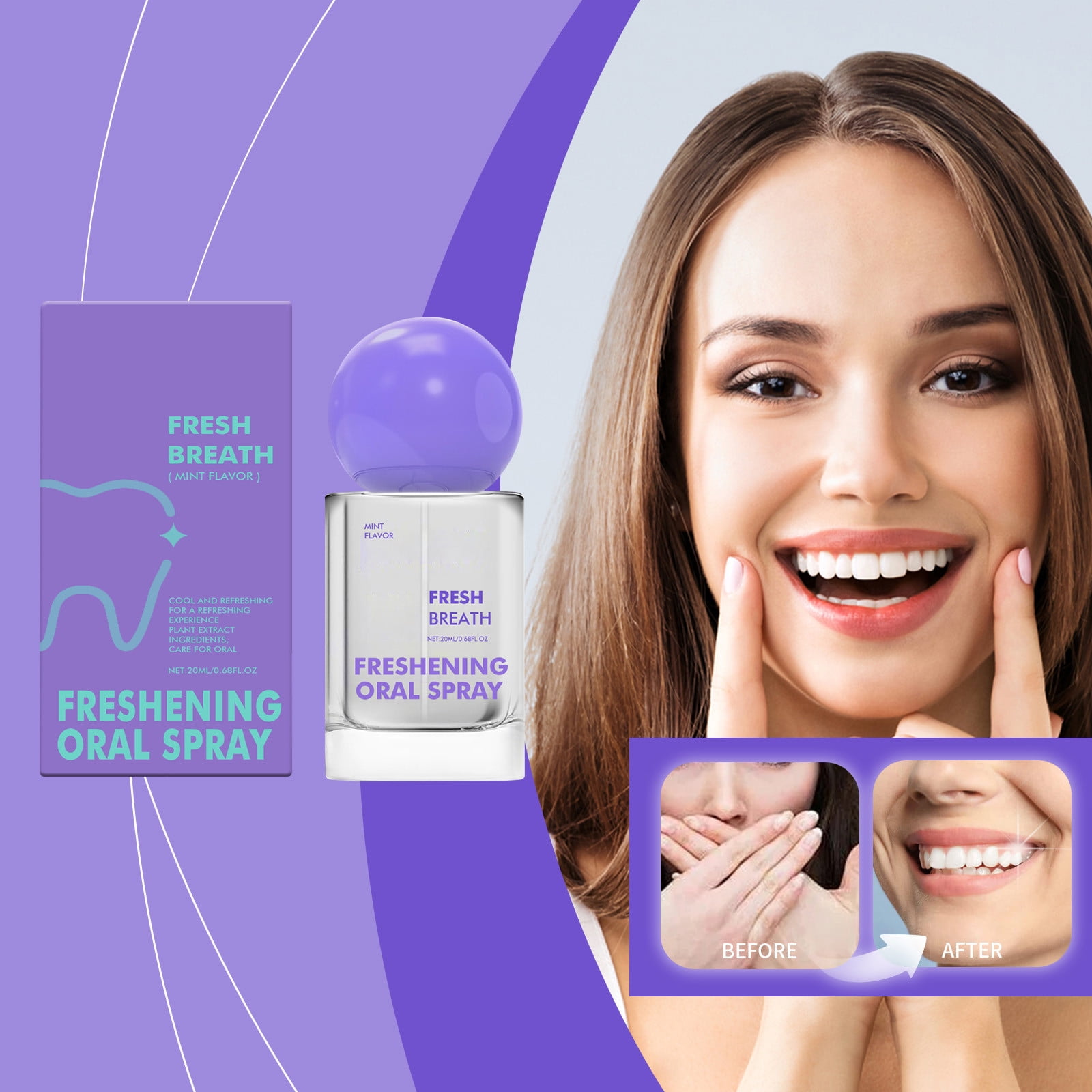 Probiotic Oral Spray, Cool Breath Probiotic Spray, Portable Oral Probiotic Breath Spray, Alcohol-Free Oral Spray with Probiotics for Breath Care, Cool Breath Probiotic Spray
