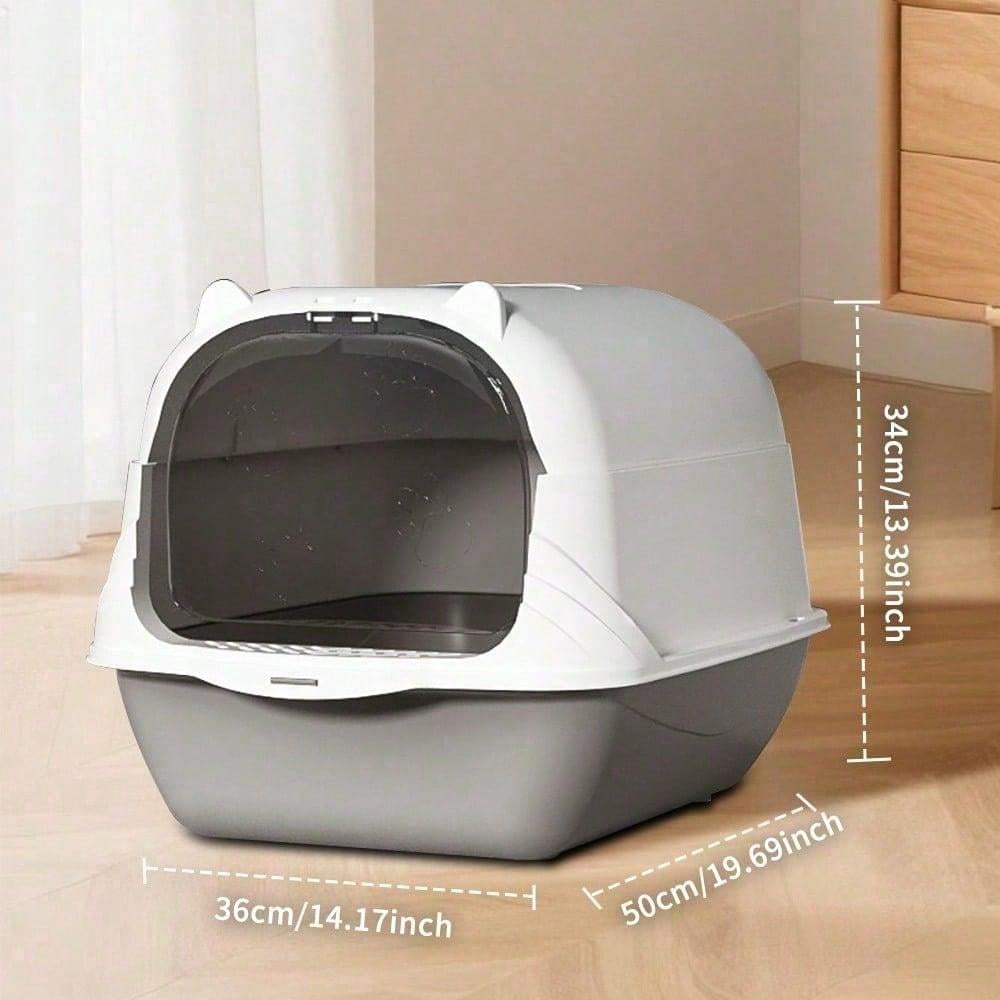 Fully Enclosed Portable Cat Litter Box – Large Space With Front Entry, Litter Filter Pedal & Easy-Clean Odor-Control Covered Design