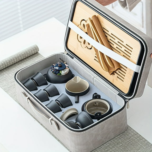 13-Piece Ceramic Tea Set with Travel Tray - Portable Kung Fu Tea Set for Home, Office & Camping | Elegant Gift for Tea Lovers