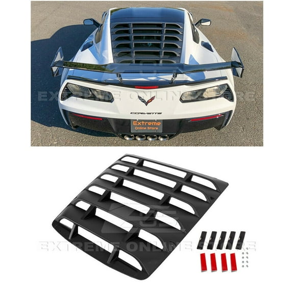 Replacement For 2014-2019 Chevrolet Corvette ALL Models | EOS Track Performance ABS Plastic Primer Black Rear Window Louver Sun Shade Cover LOUVER-316-ABS