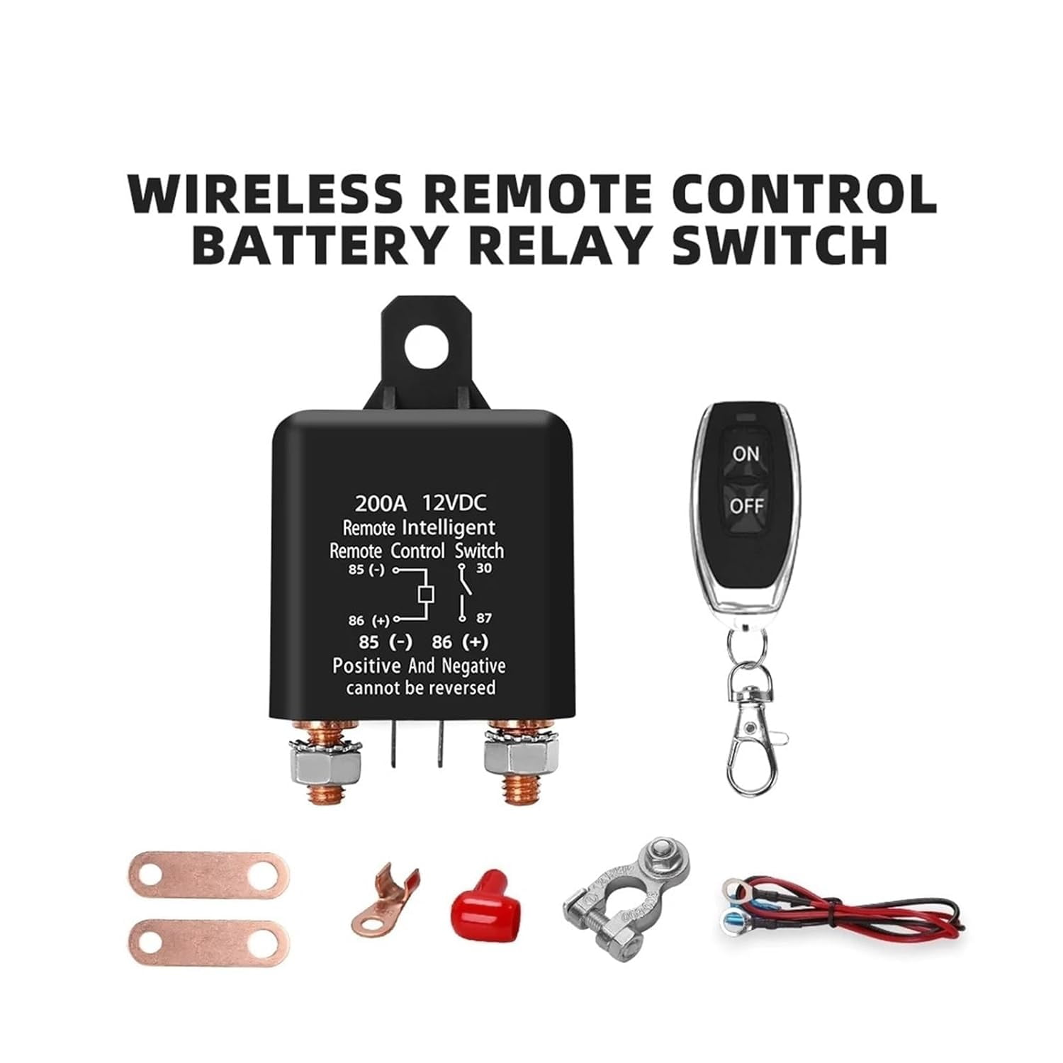 Wireless Remote Control Battery Relay Switch, Battery Disconnect Switch, 12V/24V Cut Off Isolator Master Switches, for Car Truck Boat