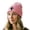 Pink, variant on Knit Beanie with Devil Ghost Embroidery, White Cuffed Winter Skull Cap for Hall-oween Unisex Hats,Size Free Size